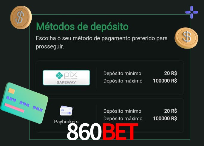 O cassino 860Bet oferece uma grande variedade de métodos de pagamento